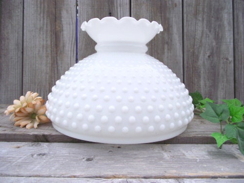 Hobnail antique hobnail  milk Parlor Fenton glass XLg lamp MILK Antique OldMillVintage by GLASS