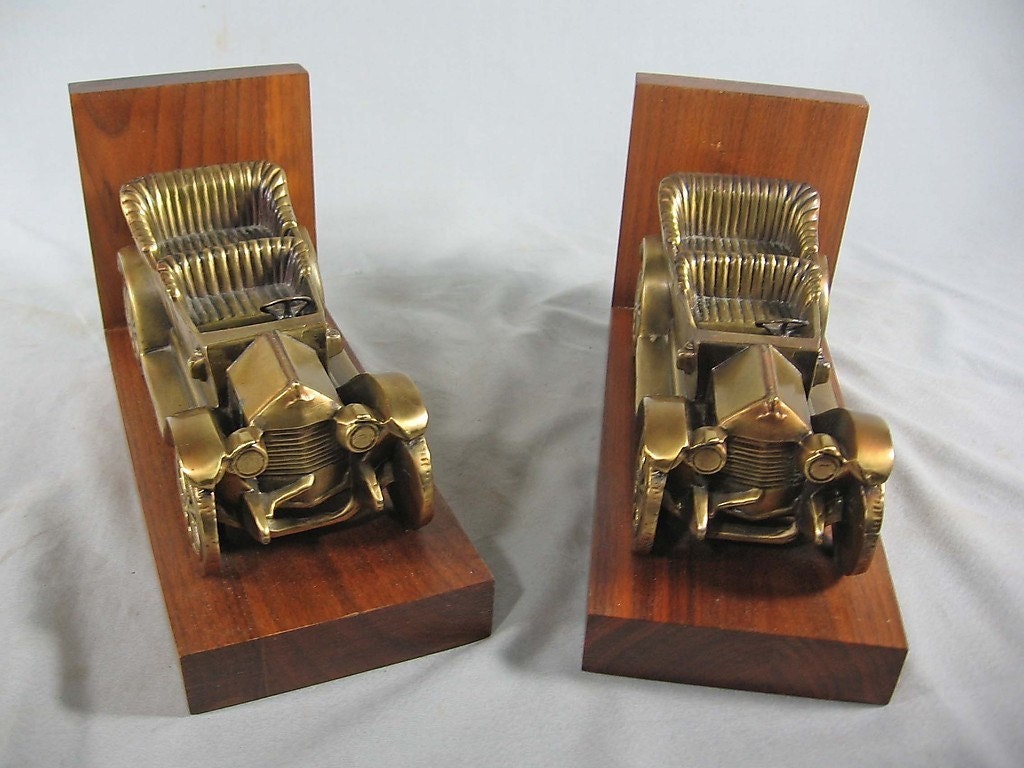 Antique Car Brass Bookends Chevrolet Series C 1911 Classic Six