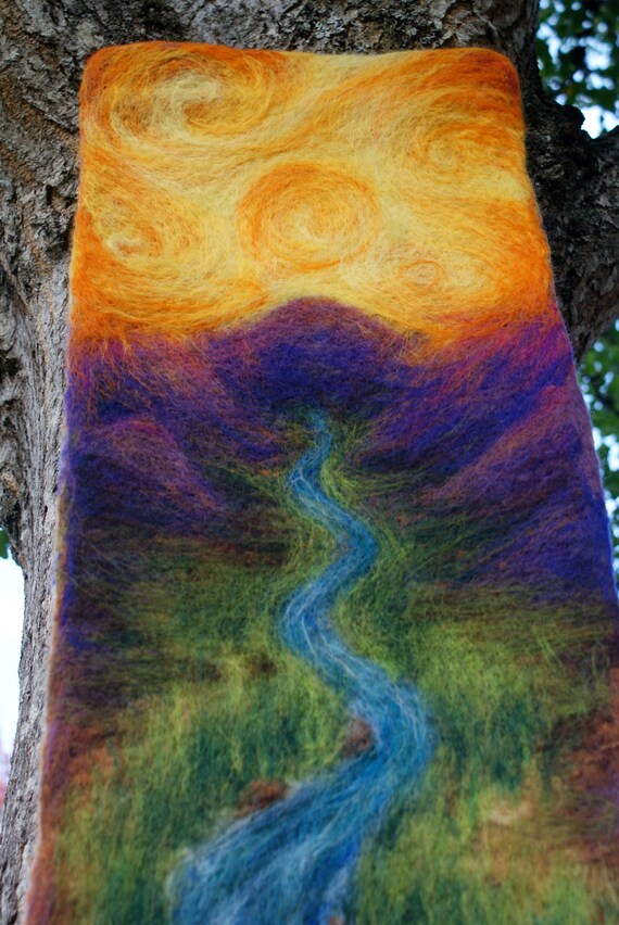 Hand Felted River Tapestry