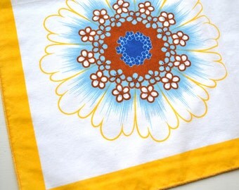 Cotton Hankie - Vintage Hankerchief - Flower Power - Cotton Hankerchief Vintage Hankie - Hankies Vintage Handkerchief