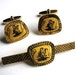 Gold Cufflinks and Tie Bar Set - The Devil - Lucifer - Vintage Cufflink Set