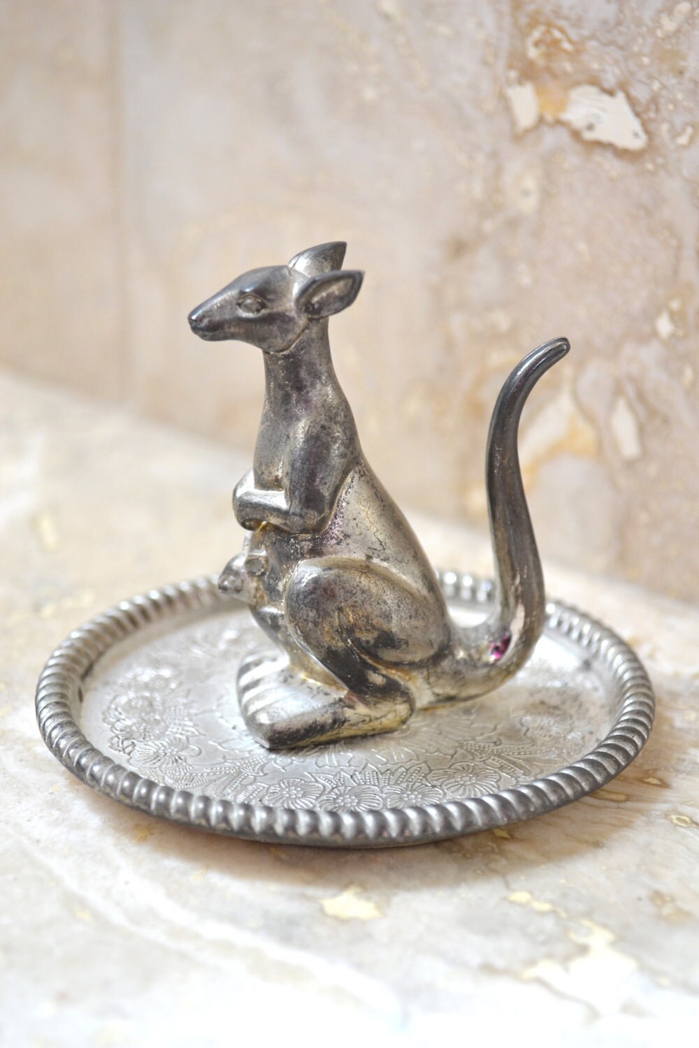 Silver Ring Holder Kangaroo Jewelry Stand Silver Plated