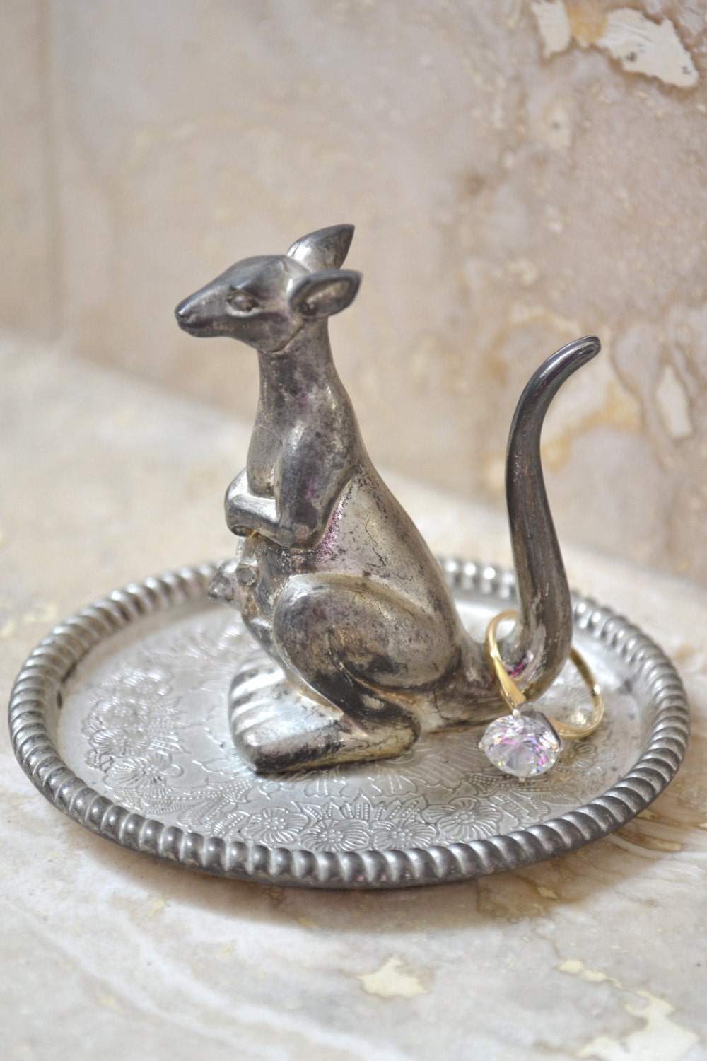 Silver Ring Holder Kangaroo Jewelry Stand Silver Plated