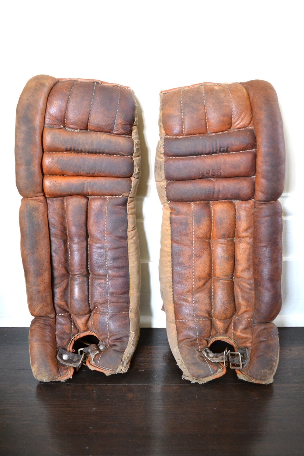 Hockey Goalie Pads Vintage Hockey Equipment Leather Hockey