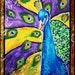 Peacock Modern Art Original Painting Print Blue Gold Feathers Tara Richelle