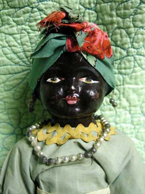 Antique Black Mammy Doll hand stitched original clothing in