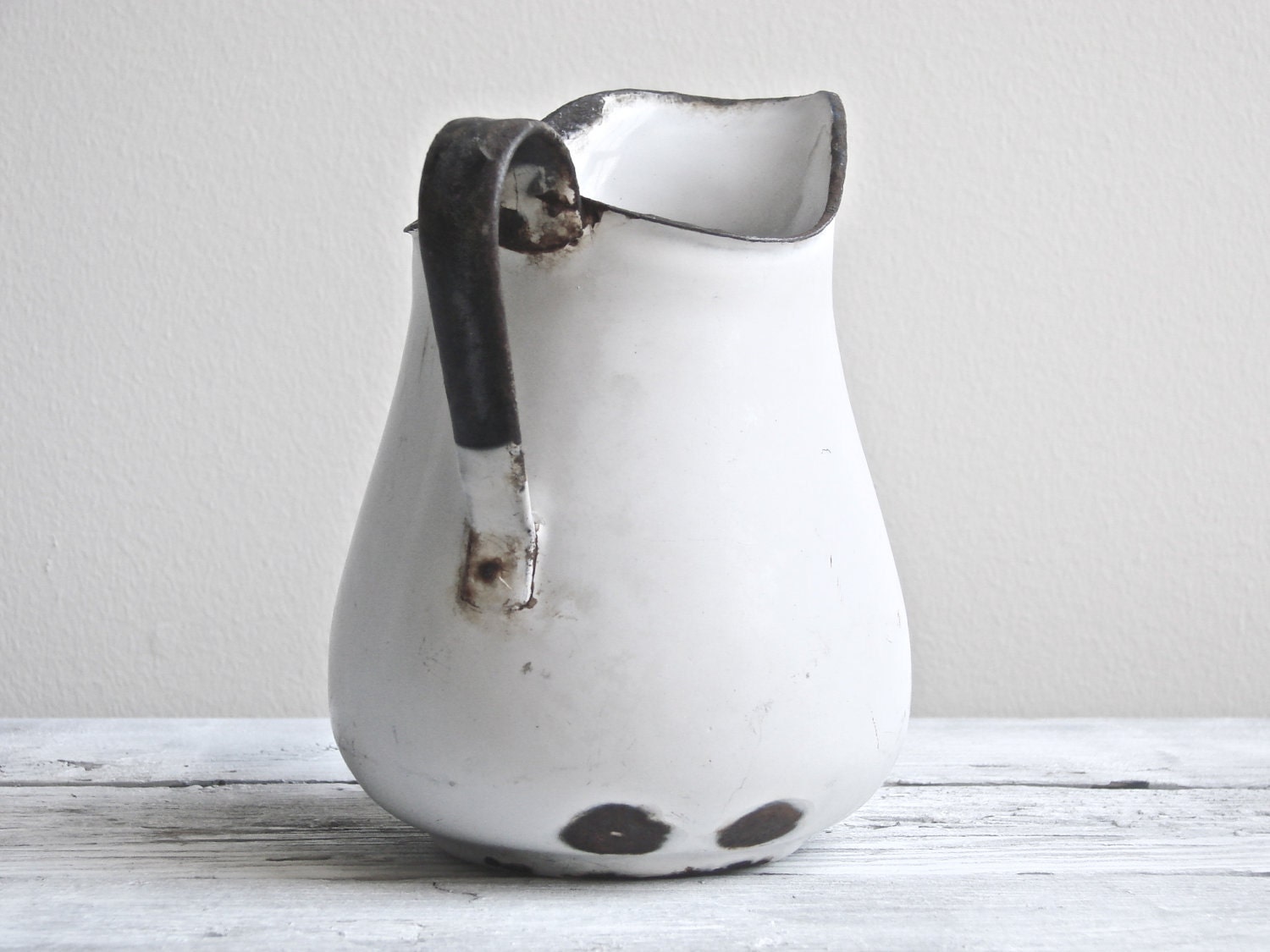 Vintage White Enamel Pitcher