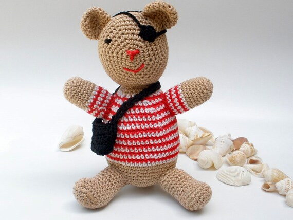 How to crochet Amigurumi Captain Pirate Teddy Bear PATTERN