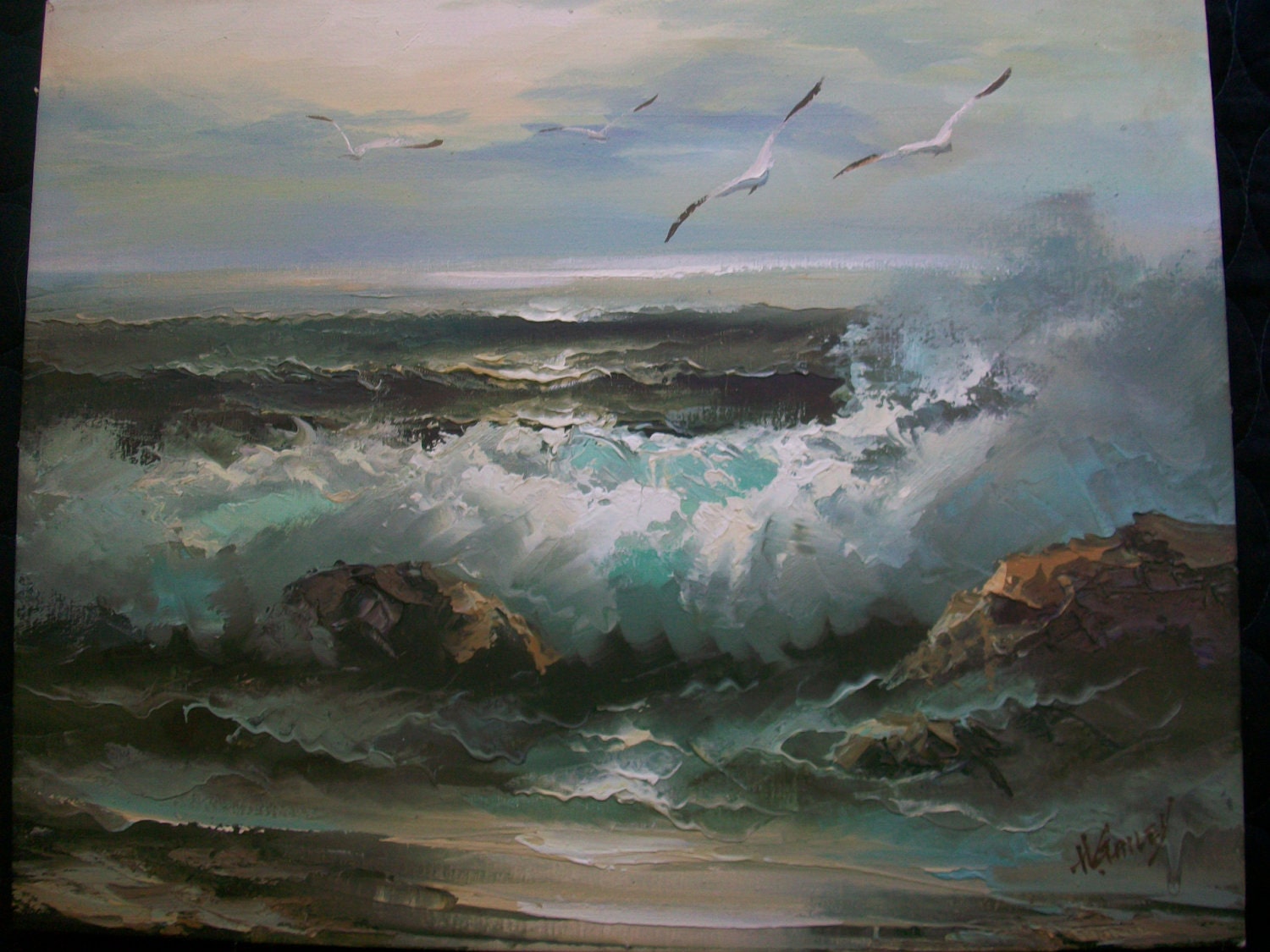 Vintage Ocean Oil Painting Signed H.gailey