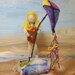 Needle felted soft sculpture child Day at the Beach 4