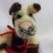Needle felted puppy ornament in wool heart, Pocket Pet pit bull