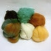 Wool roving assortment, sampler, Wooly Buns for needle felting in Sunflowers, 1.5 oz