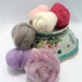Wooly Buns loose wool roving assortment in Pink Carnation, 1.5 oz, fiber sampler, wool assortment for needle felting