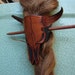 hair barrette/slide hand carved leather cow buffalo steer bovine skull w/stick