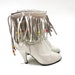 White Tassle Fringe // Leather Cowboy Cowgirl Boots // womens size 8 1/2 euro 39 // vintage shoes // western 1980s // punk new wave