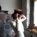 vintage brimmed hat with beautiful rosettes