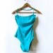 fun in the sun. vintage teal one piece bathing suit. high rise retro fit. size medium