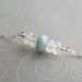 Mermaid. Aquamarine And Moonstone Gemstone Energy Necklace. Sterling Silver. Adjustable Length.