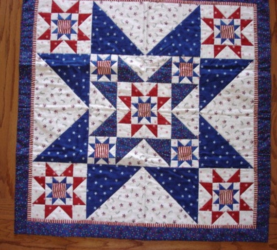 Star in a star in a star Patriotic table by CountryStittches