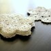 White Hand Crochet Coasters and Doily Cotton - Set of one large and six smaller free shipping