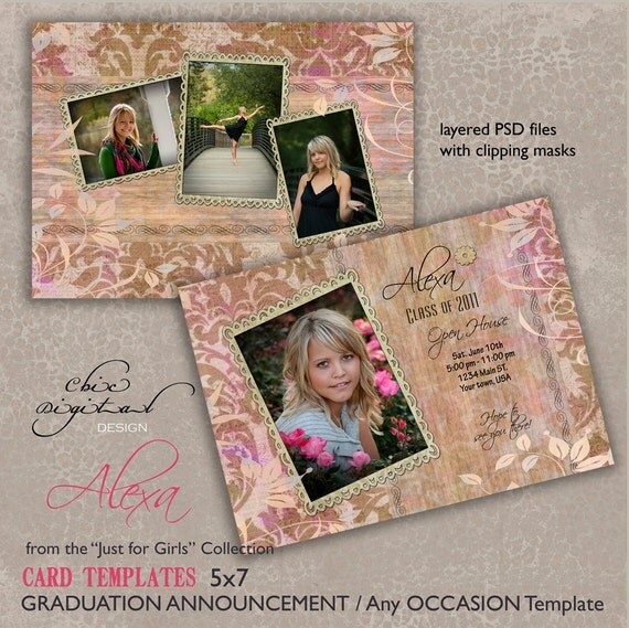 graduation announcement card template for photographers 5x7 5x7 invitation template free