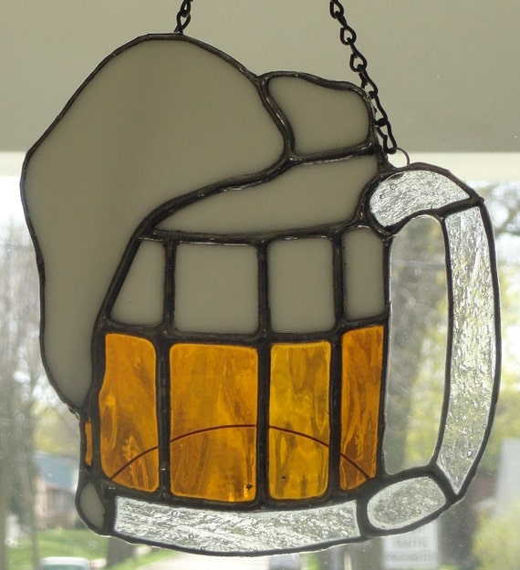Items similar to Stained Glass Beer Mug Suncatchers on Etsy