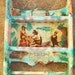 Two Tier Victorian Bath House in Aqua Collage Wall Shelf