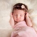 the Fleur - Newborn Headband - Peachy Pink colour - Photo Prop, halo, flower headband, baby girl, photography prop