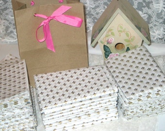 10ct. Sheets of Fleur De Lis White and Gold Tissue Paper for Gift Bags 20x30" (Free Shipping!)