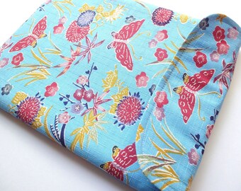 SALE ipad case, iPad 3 Sleeve, iPad Cover, Padded Tablet case Flap Closure Japanese Kimono cotton fabric butterfly pale blue
