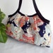 Japanese Kimono Pattern Granny bag purse colorful flowers black