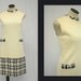 Vintage 60's Mod Chic Black And White Woven Wool Houndstooth Checkered Plaid Drop Waist Scooter Space Age Dress