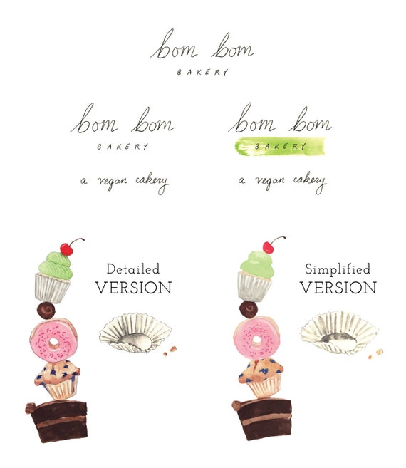 Custom Logo Design for Bom Bom Bakery Cakes Sweets