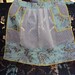 Vtg. Apron, Flocked Organza Turquoise Cotton Trim