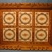 Carved wooden tray with inlaid tiles and handles
