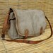 Vintage 1950's Washed Out Military Green Canvas Shoulder Strap Messenger Bag with Side Pockets