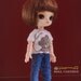 11 cm Obitsu and tiny BJD doll size good luck teddy bear T shirt