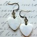 CLEARANCE- White Heart Shell Earrings - Simple, Antique Brass, Romantic, LOVE, Mother of Pearl, Valentines Day, WPH-340