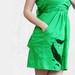 Feather/Leaves Screenprint Dress // Size 13 // Kelly Green // Upcycled