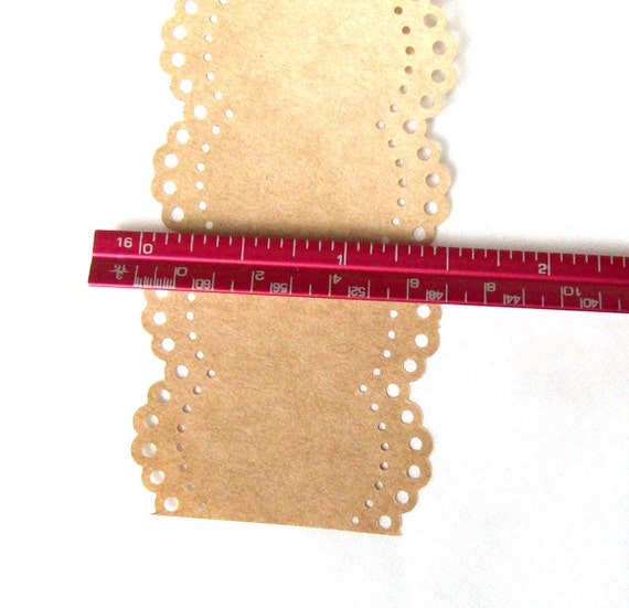 Kraft paper lace eyelet edge 1 and 1/2 inches wide recycled