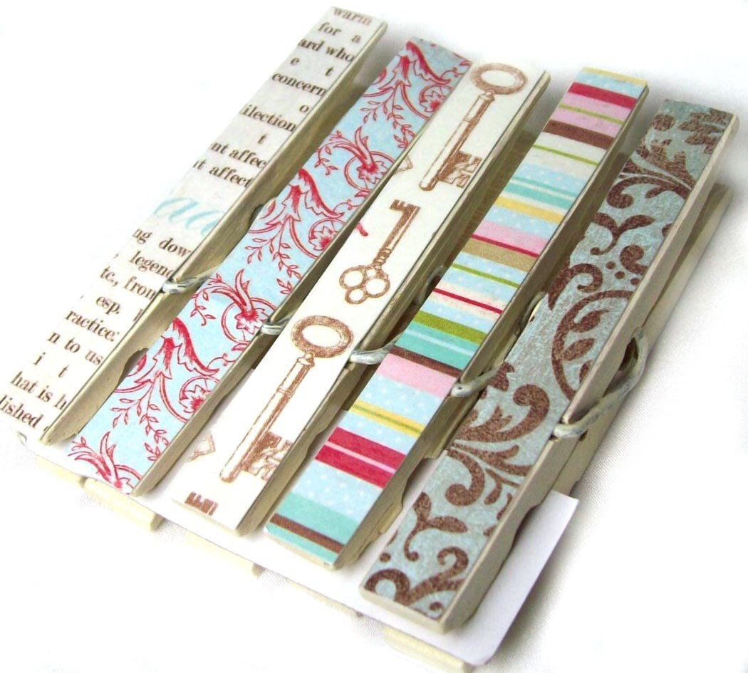 10 decorative clothes pins in Modern Mix hand painted and