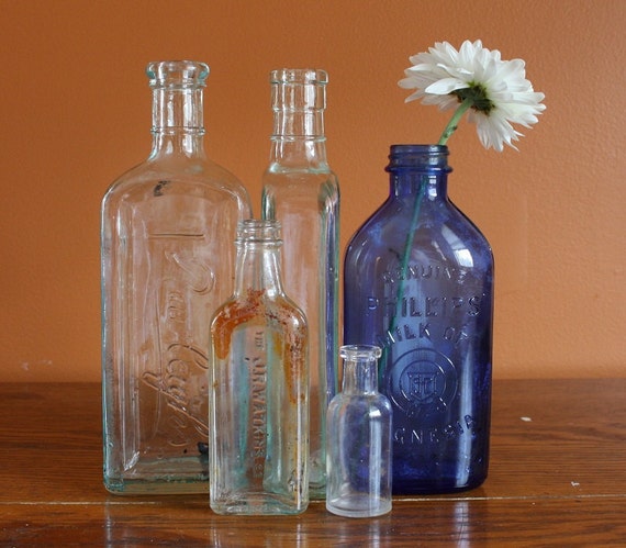 of milk magnesia 8 of Antique Bottles Glass 5 Medicine Set