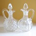 2x Vintage Cut Glass Oil Cruet / Decanter / Pitchers