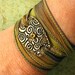 Silk Wrap Bracelet - Hand-dyed Silk Ribbon & Bronze Spiral Focal with Golden Citrine