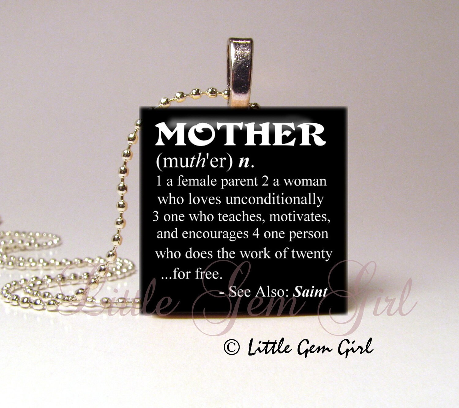 Mother Mom Necklace Charm Dictionary Definition by LittleGemGirl