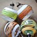SALE - Set of 4 Orange Green Yellow Striped Christmas Ornaments