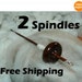 2 Handmade Top whorl Drop Yarn Spindles 0.8oz. GREAT DEAL