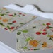 Vintage Table Linens Strawberry and Daisy Print Placemats and Matching Napkin Set of Four