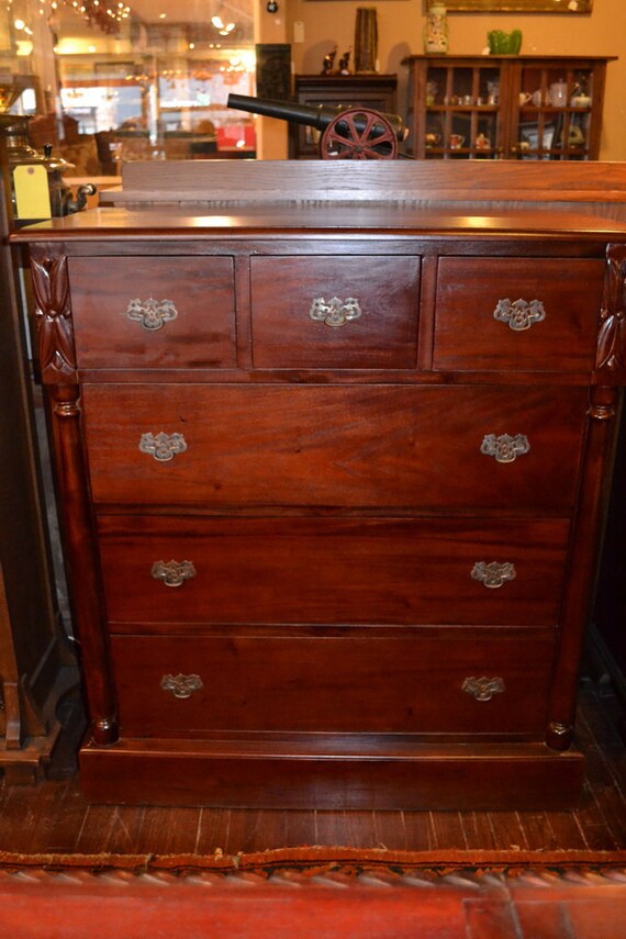 Items similar to Mahogany Dresser with 6 drawers on Etsy