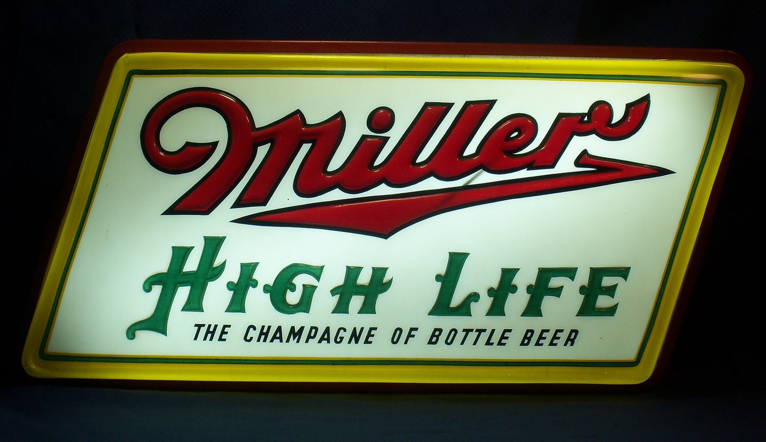 RARE Vintage 1950s Miller High Life Metal & Plastic Beer Sign